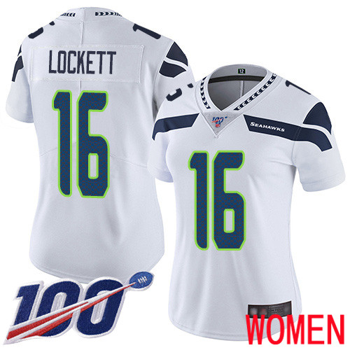 Seattle Seahawks Limited White Women Tyler Lockett Road Jersey NFL Football 16 100th Season Vapor Untouchable